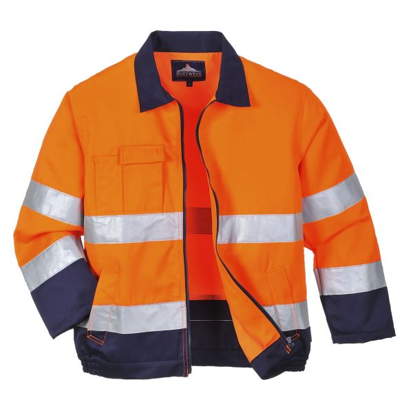 Portwest Orange Navy Madrid Hi-Vis Contrast Bomber Jacket  