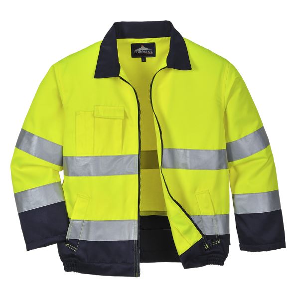 Portwest Yellow Navy Madrid Hi-Vis Contrast Bomber Jacket  