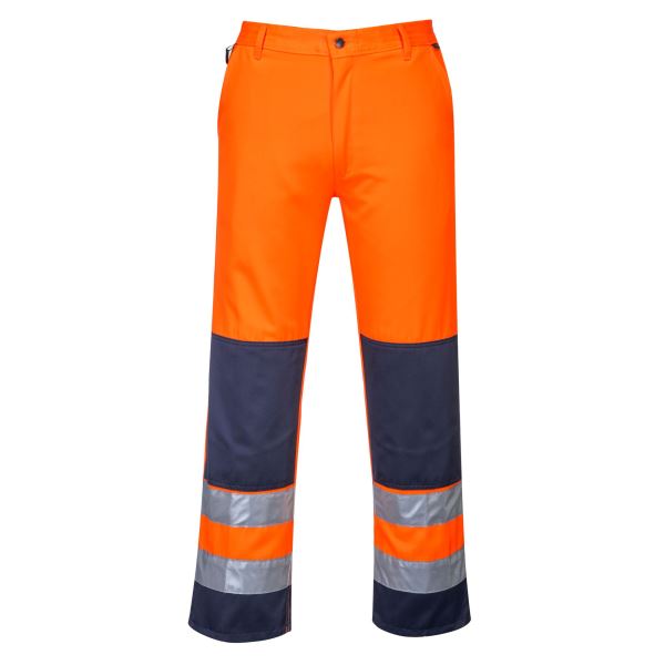 Portwest Orange Navy Seville Hi-Vis Contrast Work Trousers 