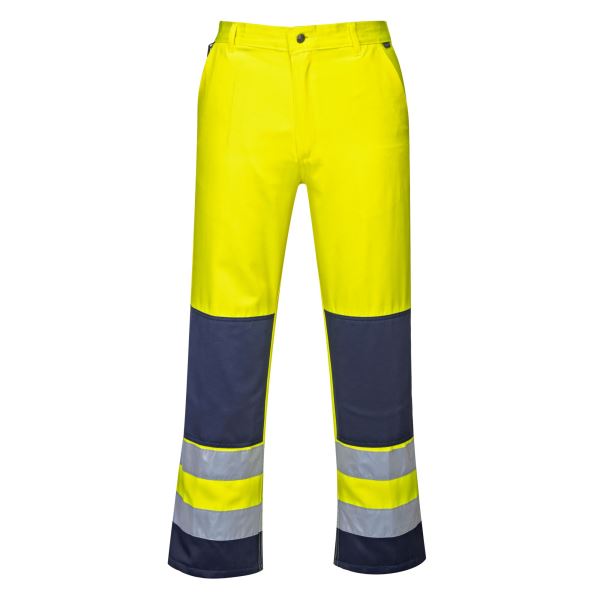 Portwest Yellow Navy Seville Hi-Vis Contrast Work Trousers 