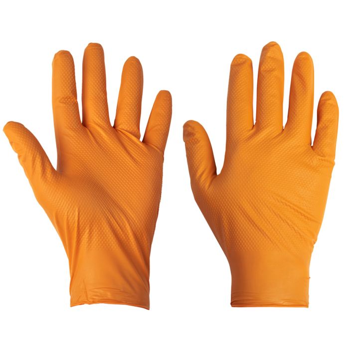 Supertouch Orange Disposable Nitrile Diamond Grip Gloves 12781