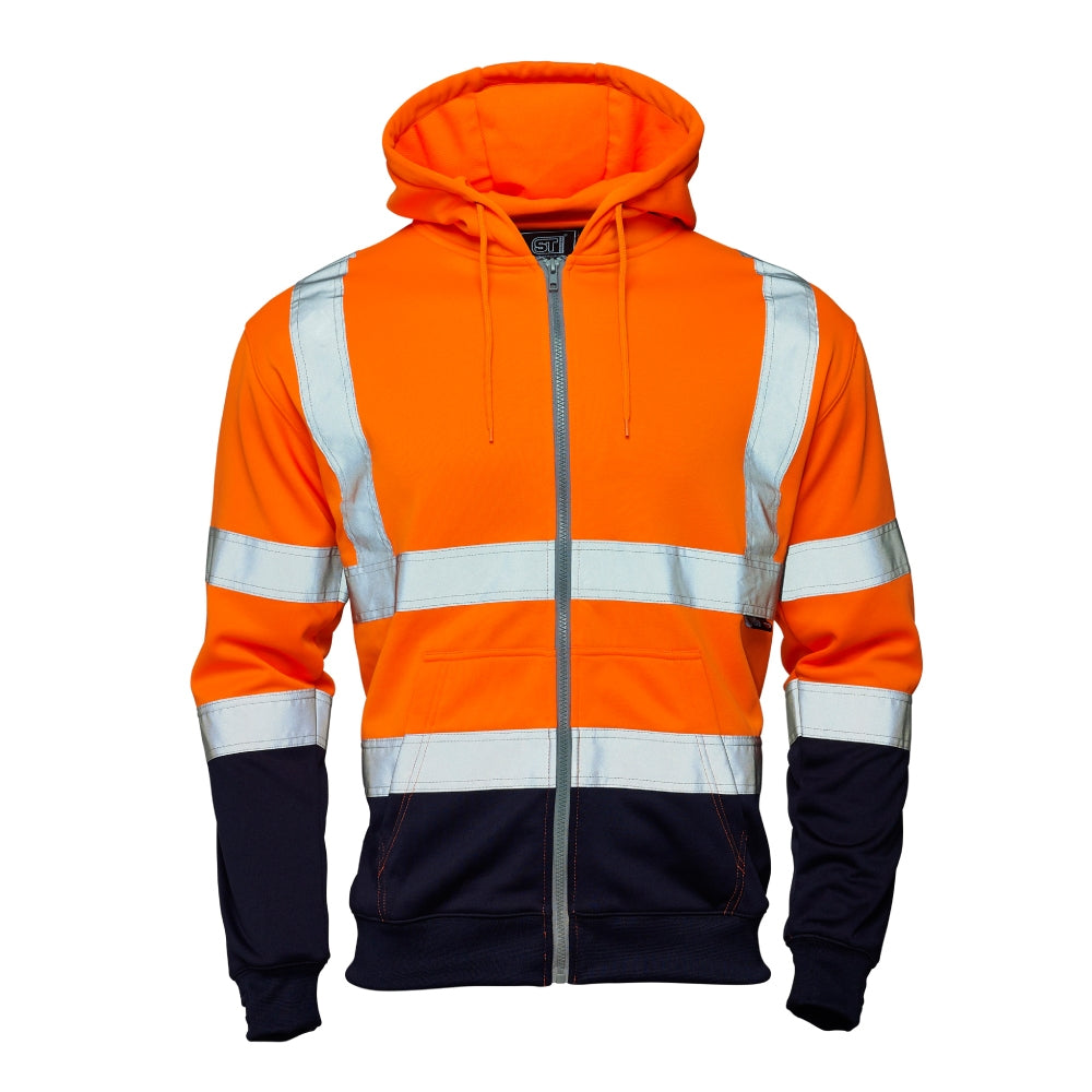 Supertouch Hi Vis  2 Tone Hooded Zipped Sweatshirt
