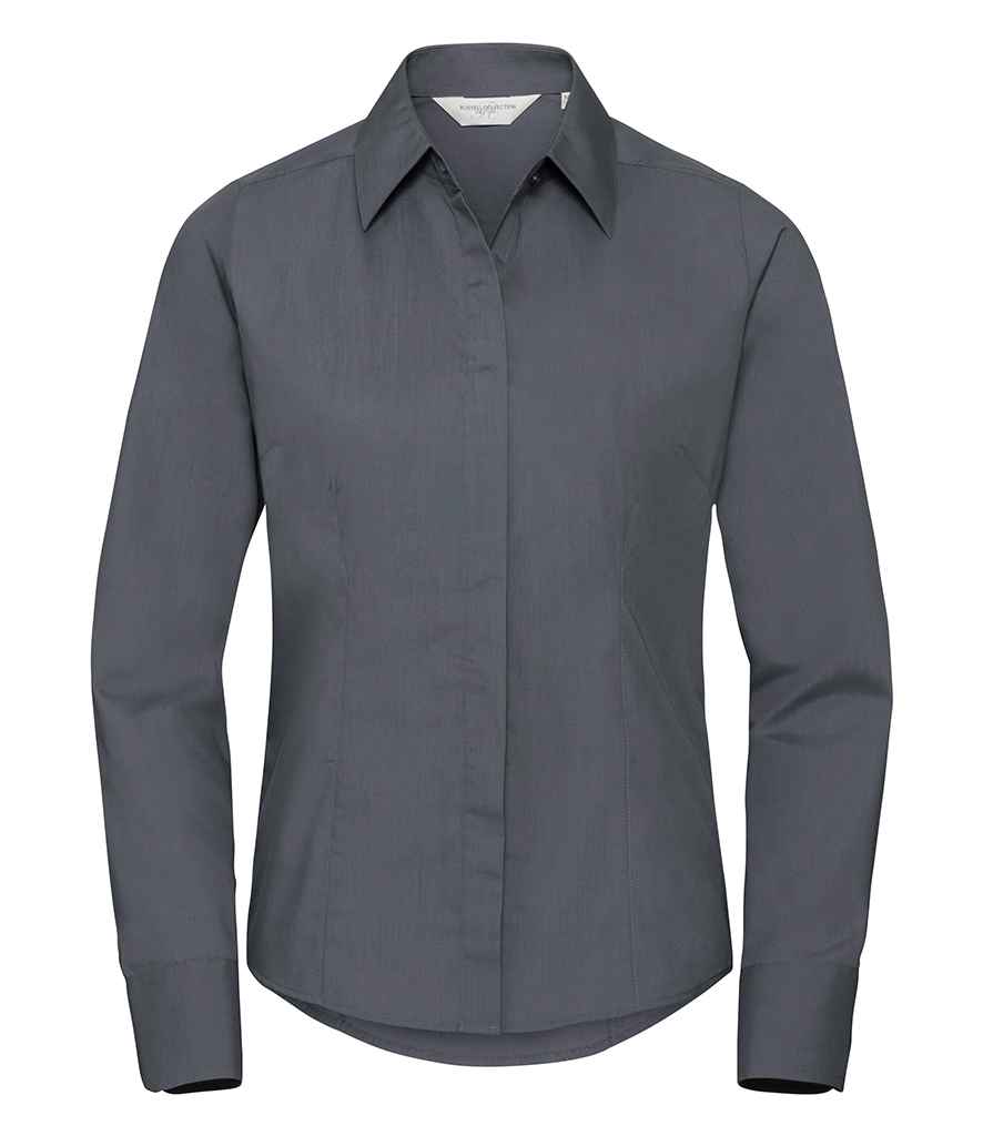 Russell Athletic Collection Ladies Long Sleeve Fitted Poplin Shirt