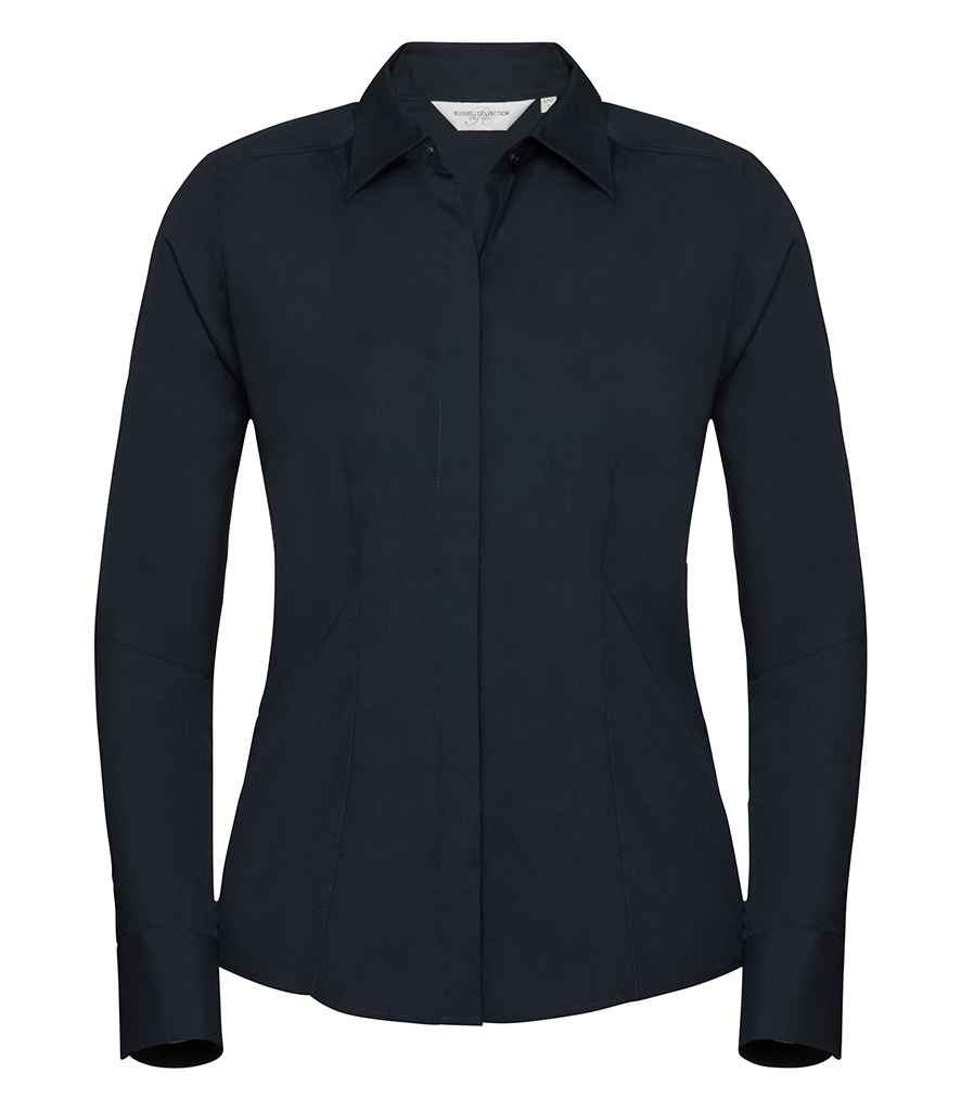 Russell Athletic Collection Ladies Long Sleeve Fitted Poplin Shirt