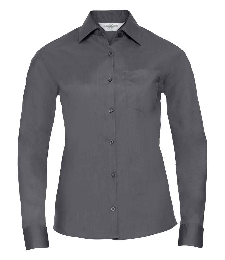 Russell Athletic Collection Ladies Long Sleeve Easy Care Poplin Shirt