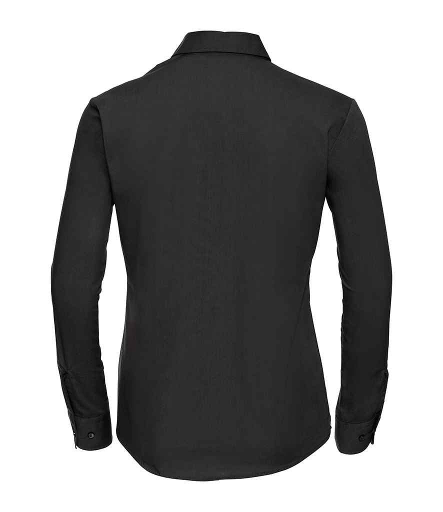 Russell Athletic Collection Ladies Long Sleeve Easy Care Cotton Poplin Shirt