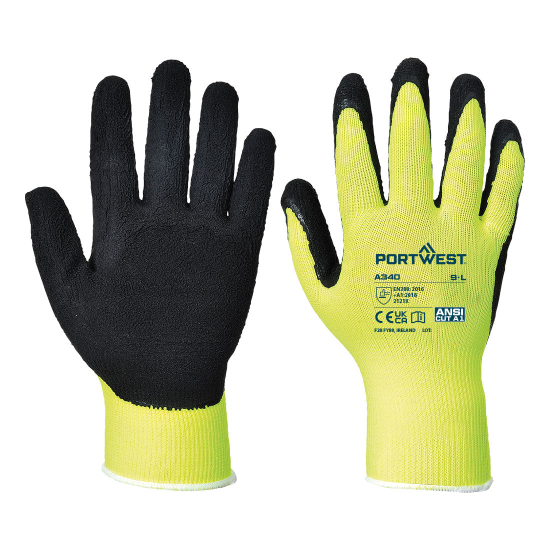 Portwest Grip 13 Latex Foam Hi-Vis Glove
