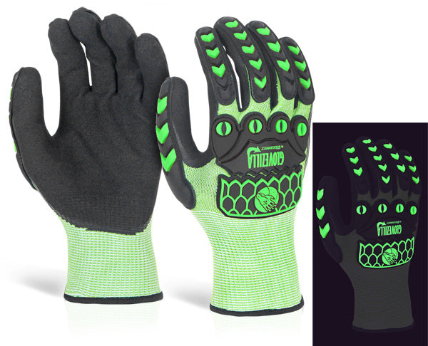 Beeswift Glovezilla Glow in the Dark Foam Nitrile Coated Gloves