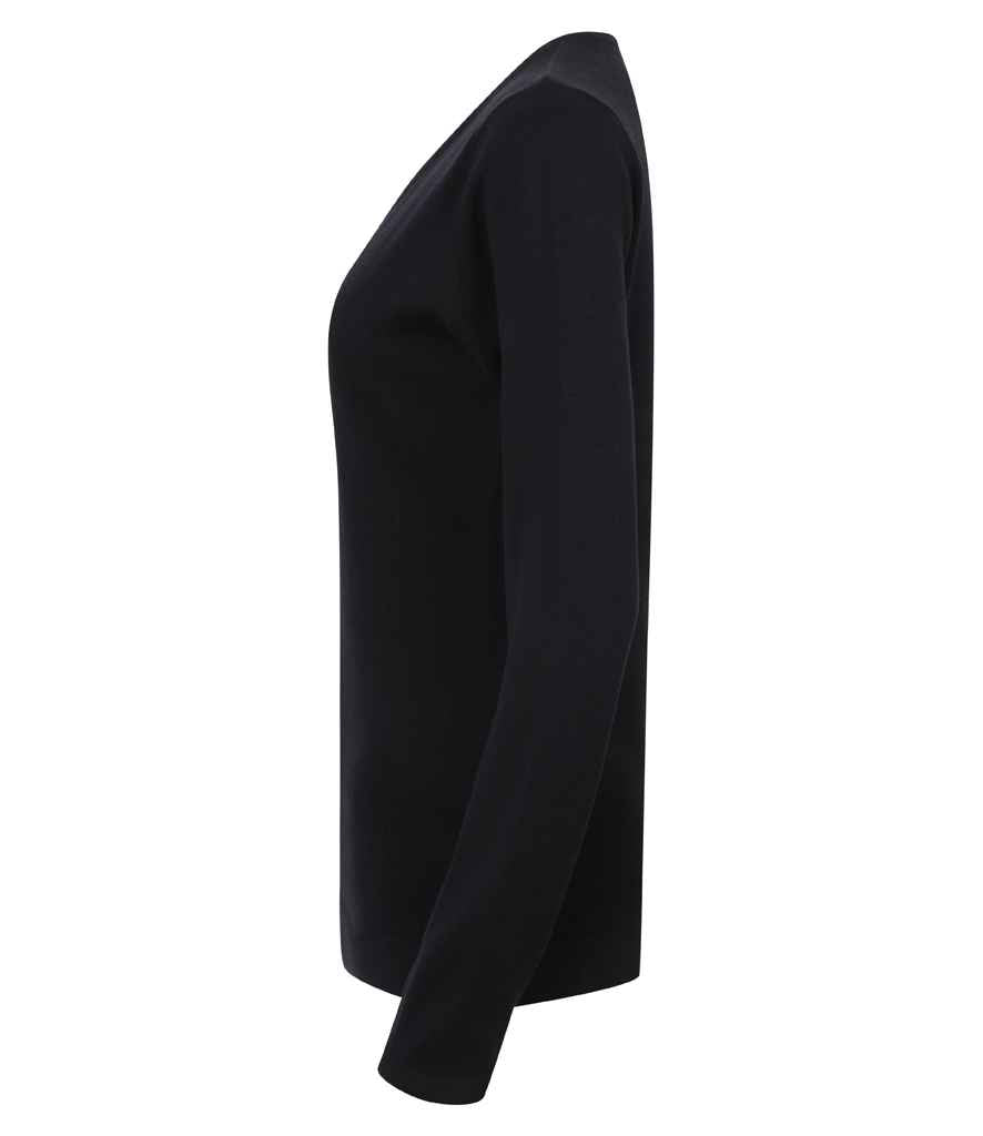 Henbury Ladies Lightweight Cotton Acrylic V Neck Sweater