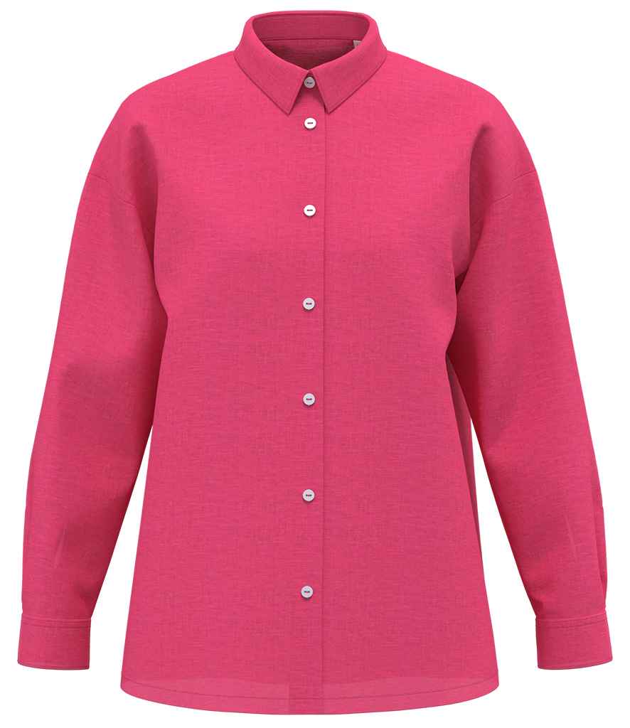 Spasso Ladies Long Sleeve Oversized Linen Shirt