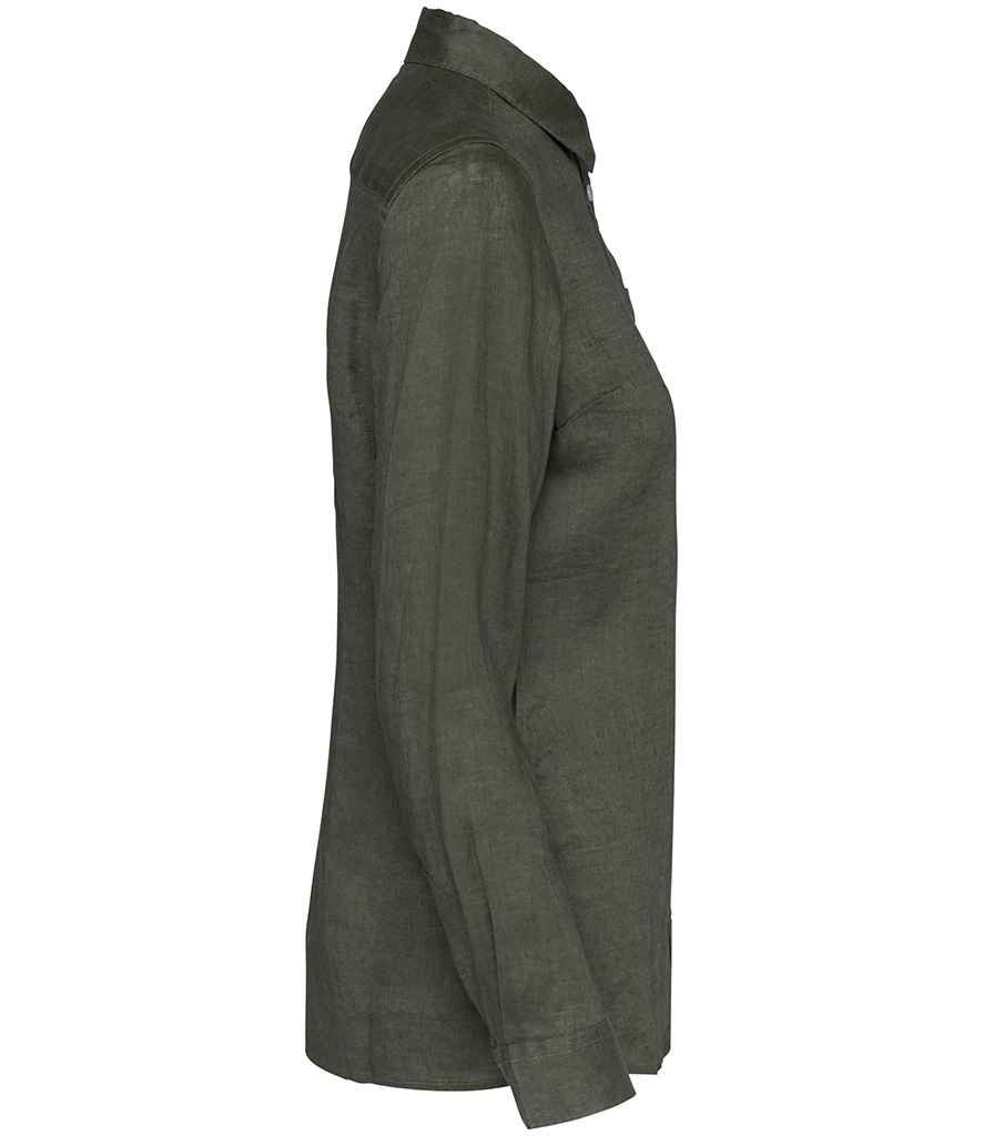 Spasso Ladies Long Sleeve Linen Shirt