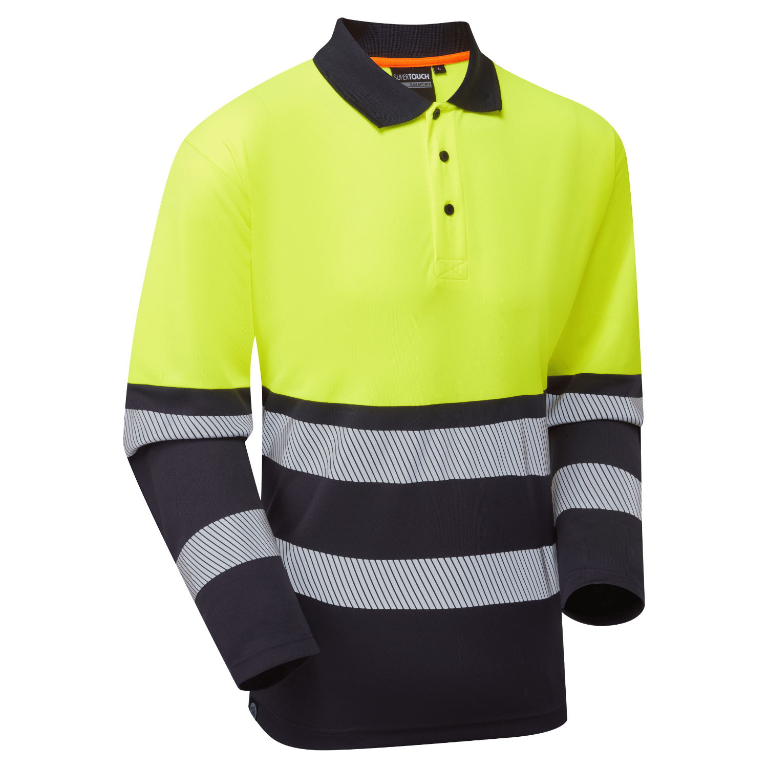 Essentials Hi-Vis Eco CoolAir 2 Tone Long Sleeve Polo