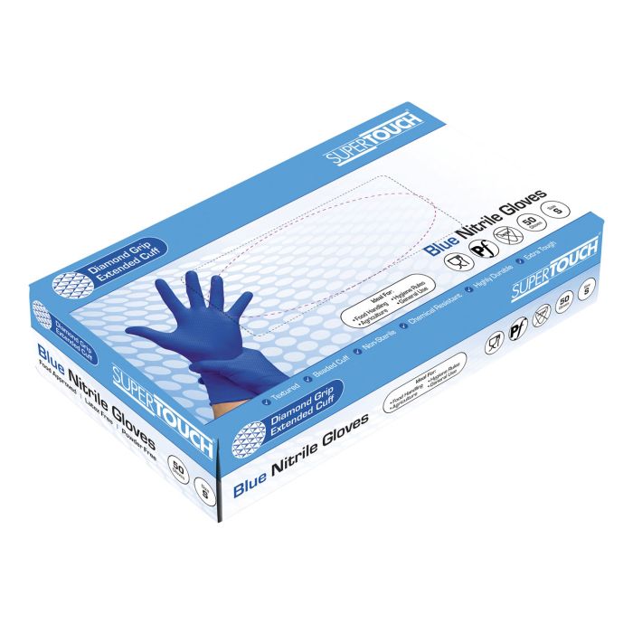 Supertouch Diamond grip Extended Cuff Nitrile gloves SDS-05411